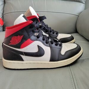 Jordan Women's Black, Red, and White Sneakers